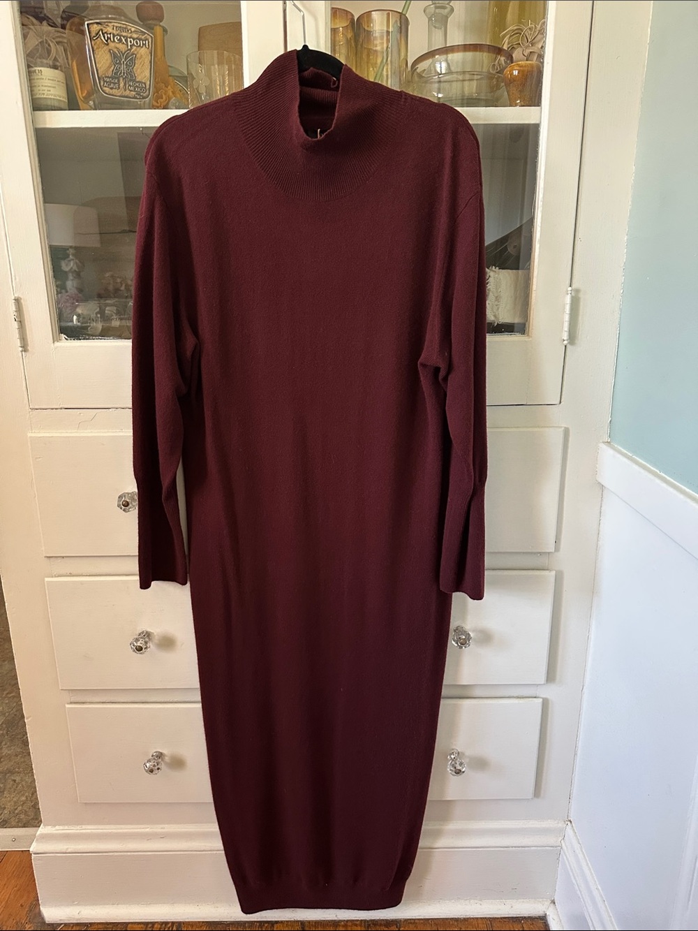 Quince Mongolian Cashmere Turtleneck Sweater Dress Red Burgundy Wine Tasting XL - Picture 7 of 12